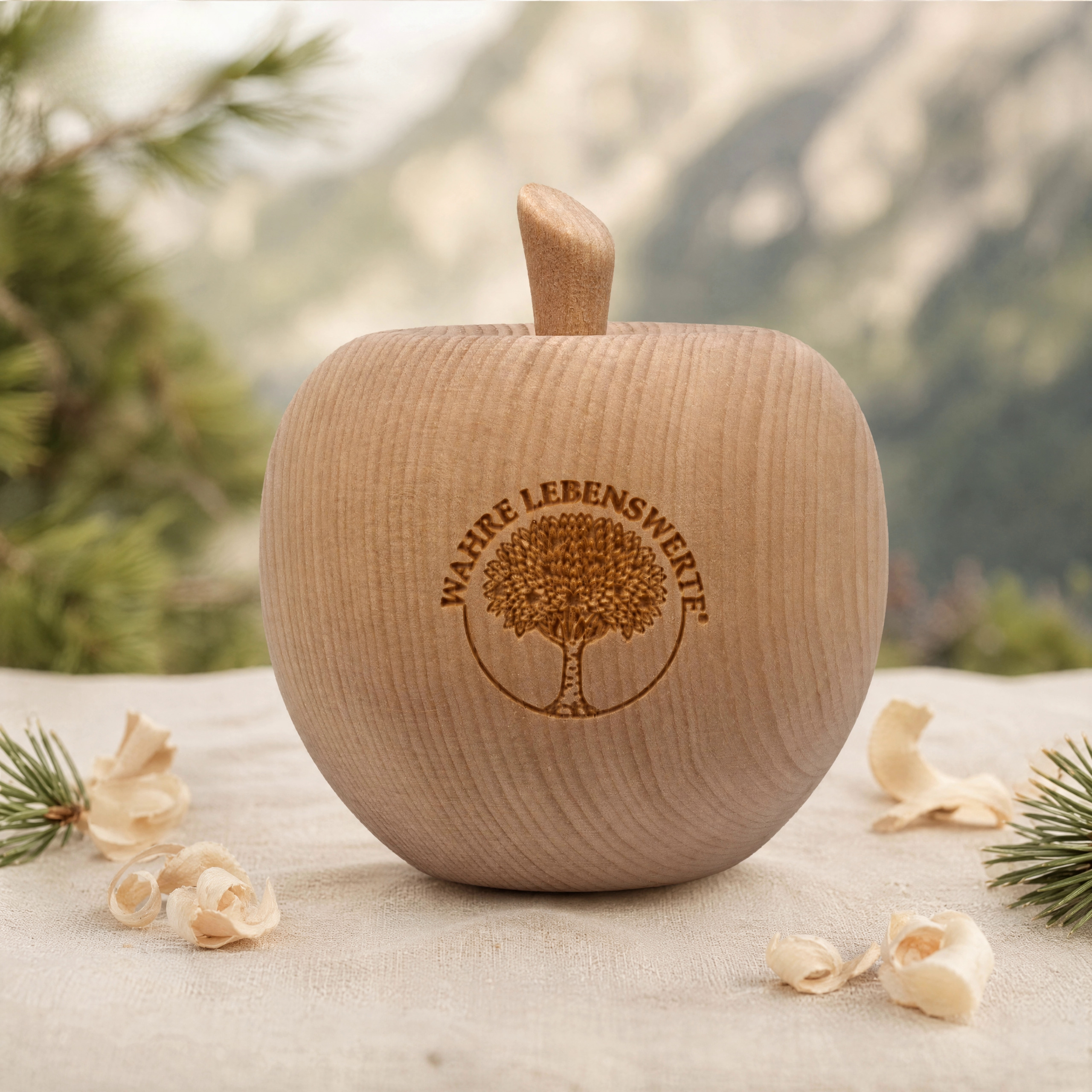 Wahre Lebenswerte Zirbenholz-Apfel